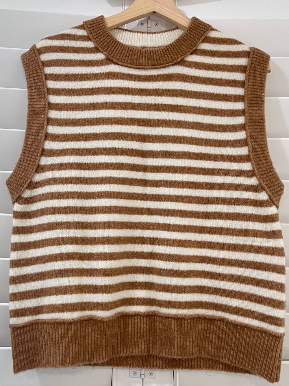 Marine Layer Sausalito Sweater Vest Nutmeg Stripe Wool Blend Size M